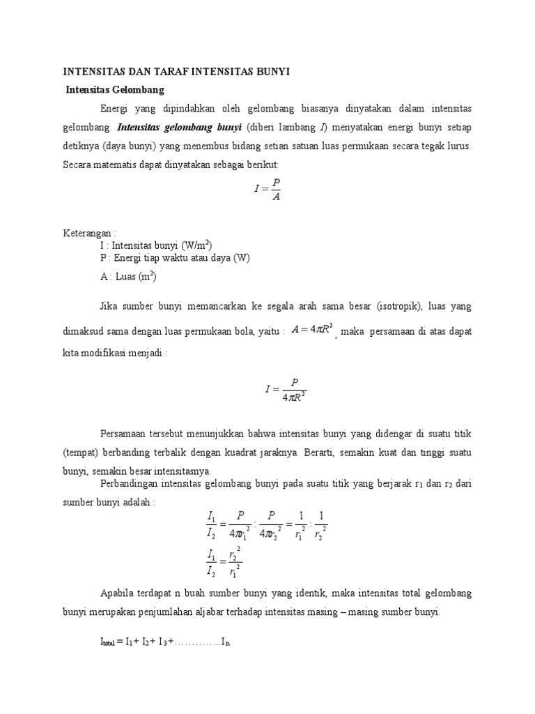 Intensitas Dan Taraf Intensitas Bunyi