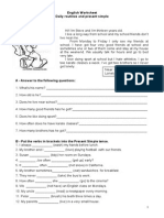 Worksheet Present Simple and Daily Routines