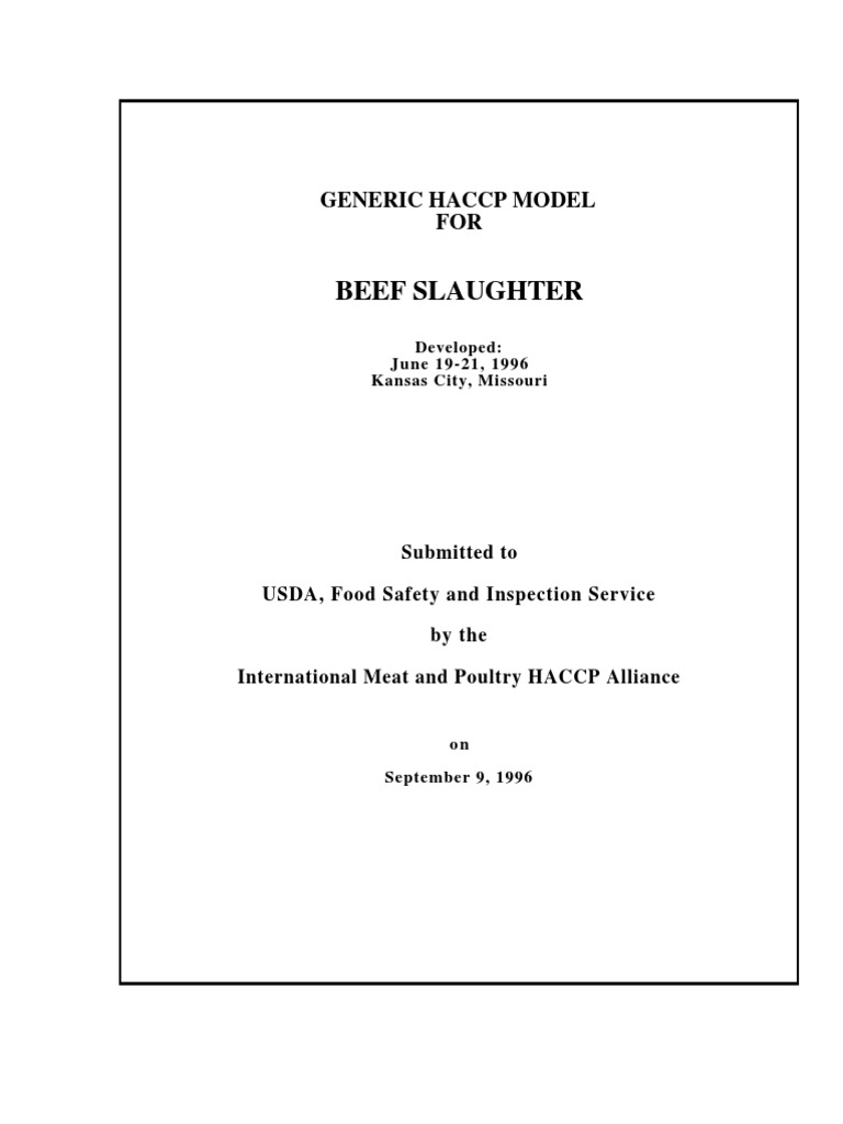 HACCP Model for Beef Slaughter | PDF | Hazard Analysis And Critical ...