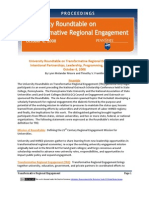 University Roundtable On Transformative Regional Engagement: Intentional Partnerships, Leadership, Programming, and Policy