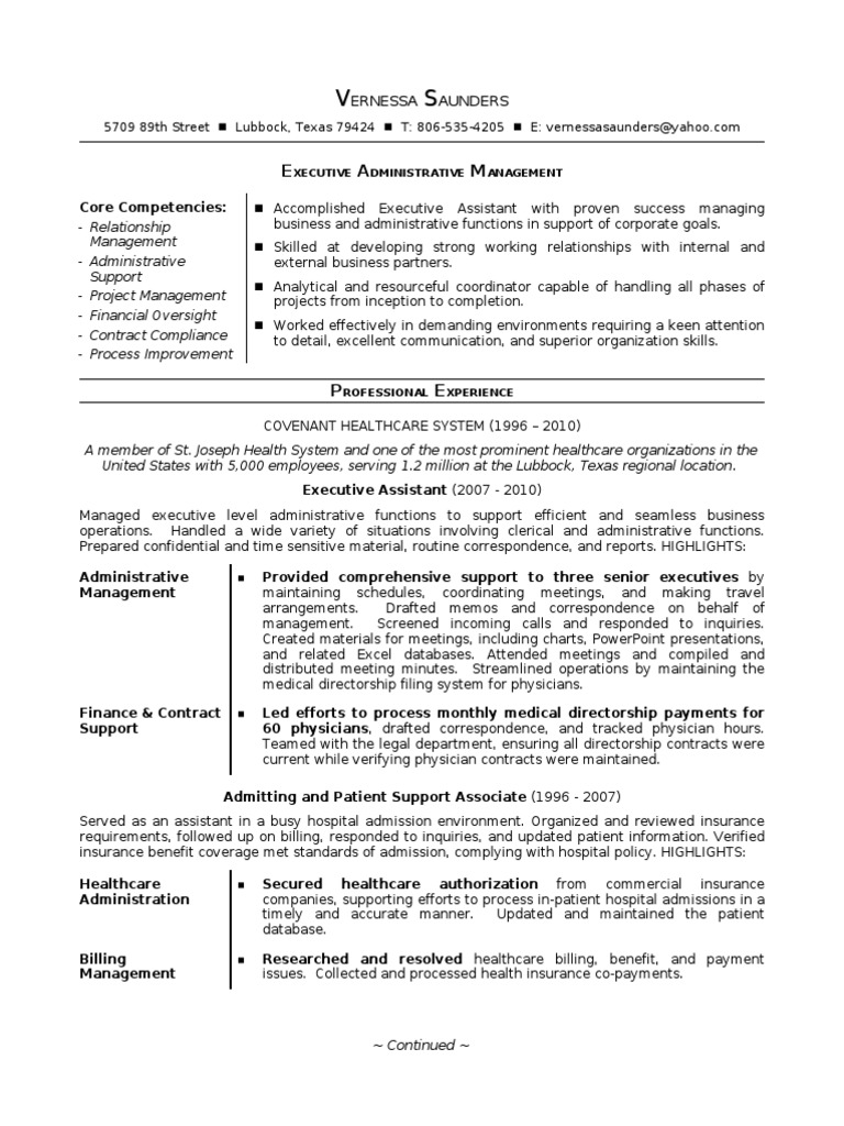 Executive Administrative Management Resume | PDF | Teachers | Health Care