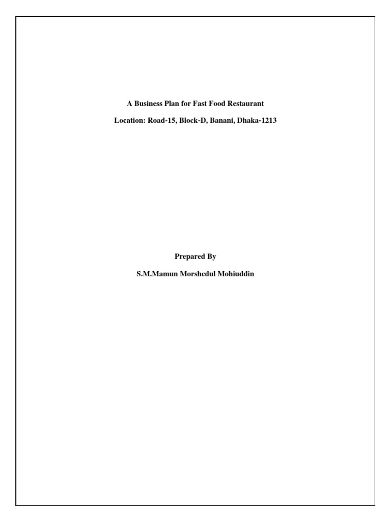 Fast Food Restaurant Business Plan | PDF | Restaurants | Fast Food
