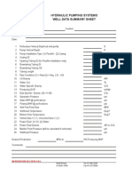 Hydraulic Pumping Systems Well Data Summary Sheet: Weatherford Del Peru S.R.L