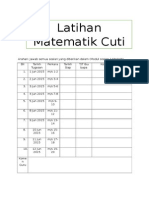 Latihan Matematik Cuti