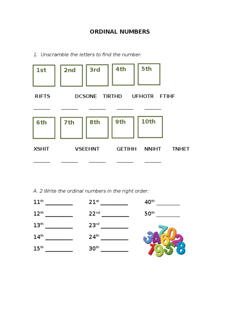 Ordinal Numbers | PDF | Teaching Methods & Materials | Home & Garden