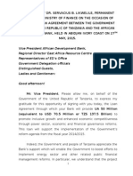 STATEMENT BY DR. SERVACIUS B. LIKWELILE, PERMANENT SECRETARY, MINISTRY OF FINANCE ON THE OCCASION OF SIGNING A LOAN AGREEMENT BETWEEN THE GOVERNMENT OF THE UNITED REPUBLIC OF TANZANIA AND THE AFRICAN DEVELOPMENT BANK, HELD IN ABIDJAN IVORY COAST ON 27TH MAY, 2015. 