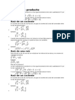 Raíces matemáticas propiedades fórmulas ejemplos