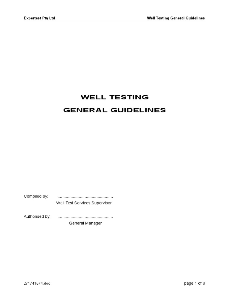 Well Testing Guidelines and Equipment Use | PDF | Personal Protective ...