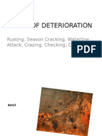 Forms of Deterioration: Rusting, Season Cracking, Waterline Attack, Crazing, Checking, Chalking
