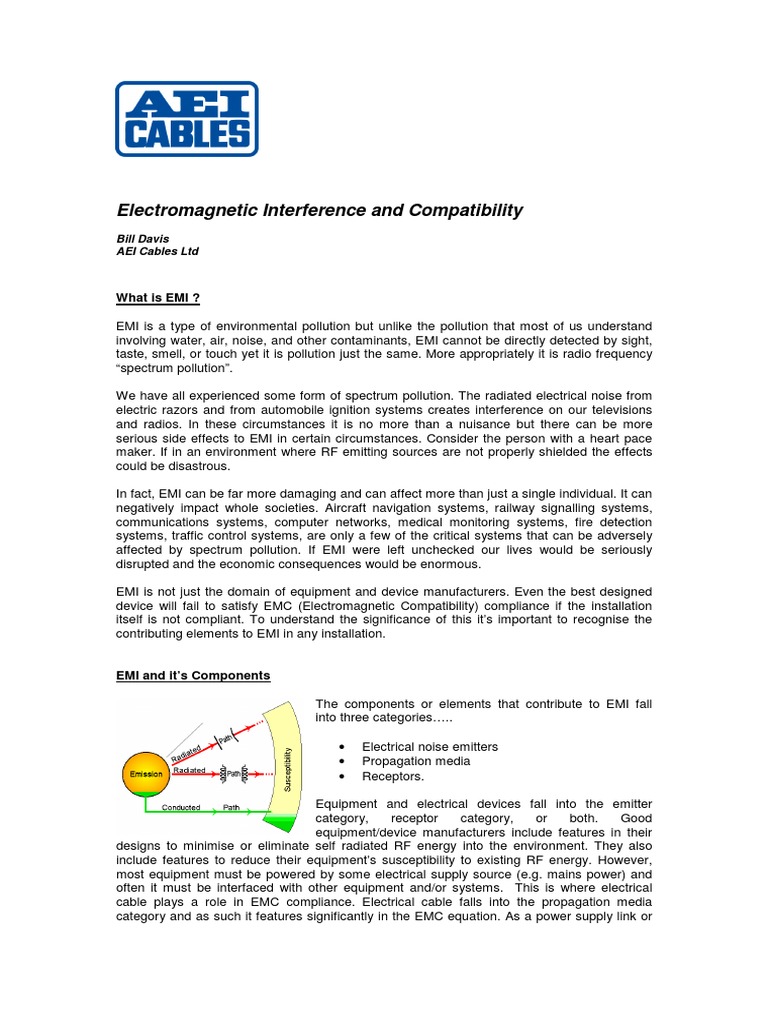 EMI and Cable's Role in EMC Compliance | PDF | Electromagnetic ...
