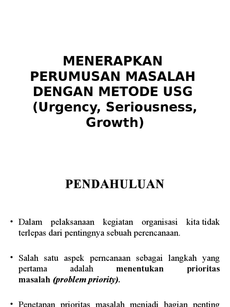 Menentukan Prioritas Masalah Dengan Metode Usg | PDF
