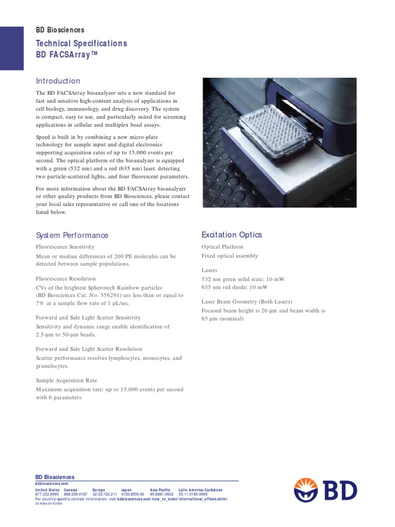 Technical Specifications BD Facsarray™ | PDF | Optics | Infrared
