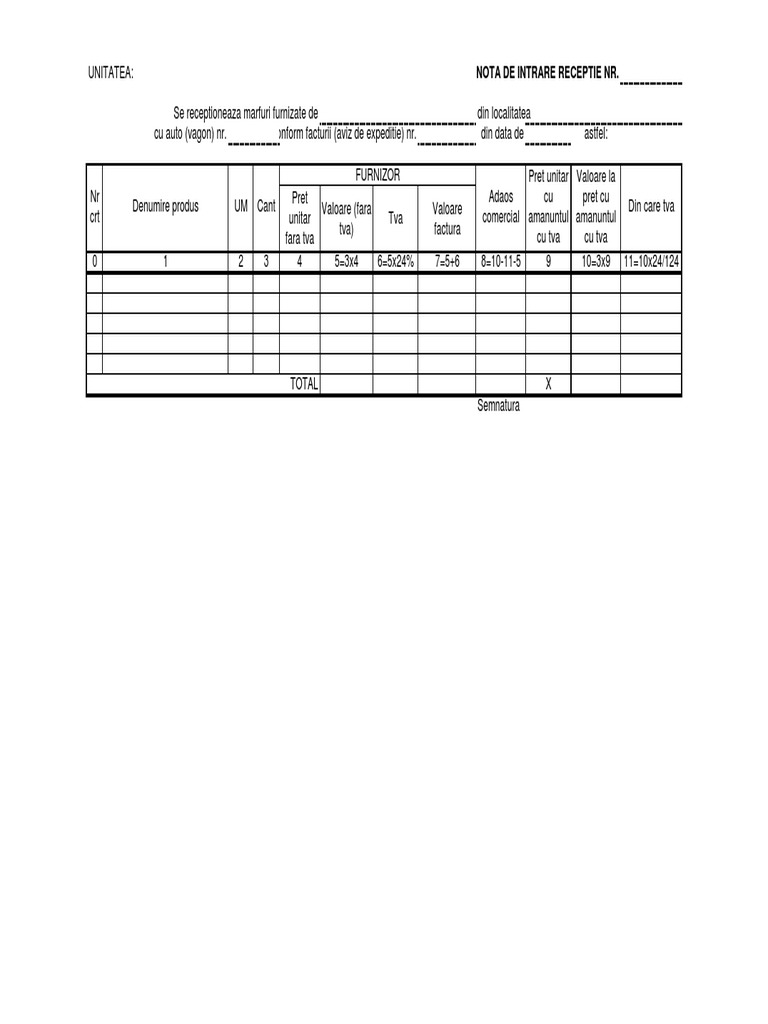 Nota de Intrare Receptie NIR PDF | PDF