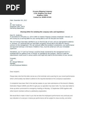 Warning Letter Sample
