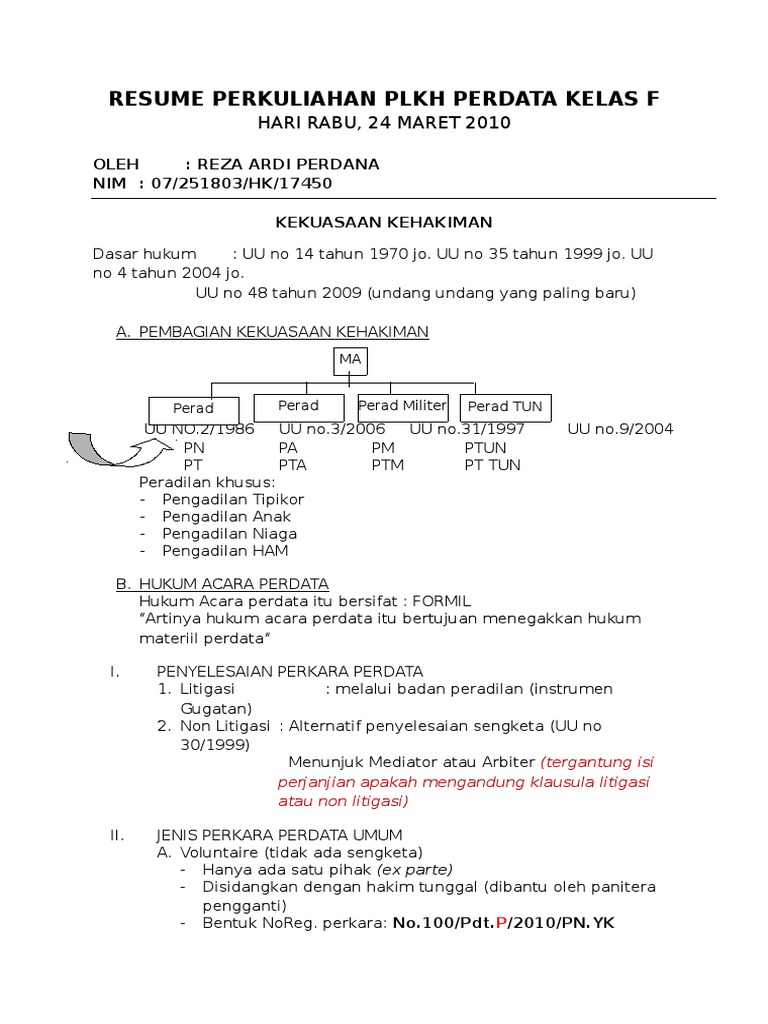 Contoh Resume Mediasi Tergugat