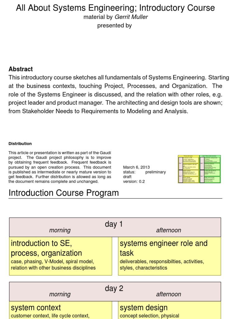 Intro to Systems Engineering Course | PDF | Systems Engineering | Traffic