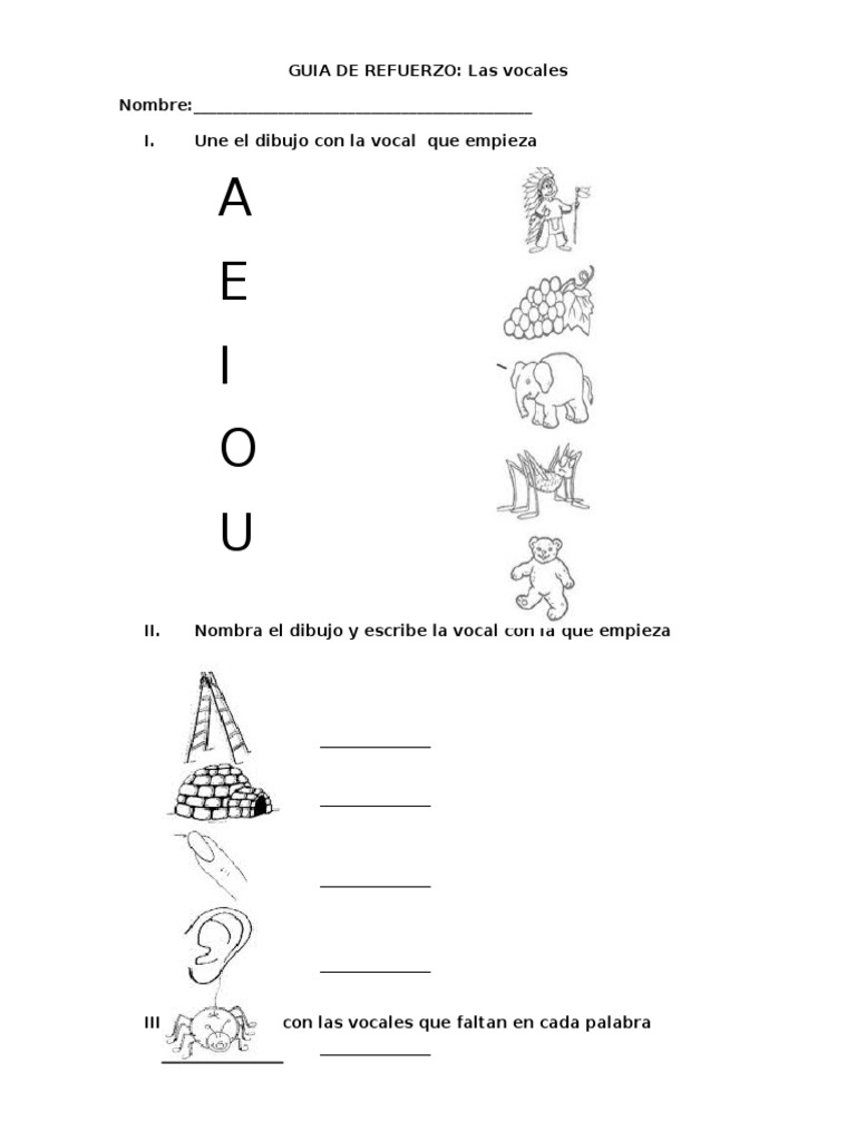 Guia de Refuerzo Vocales | PDF, image size:768x1024