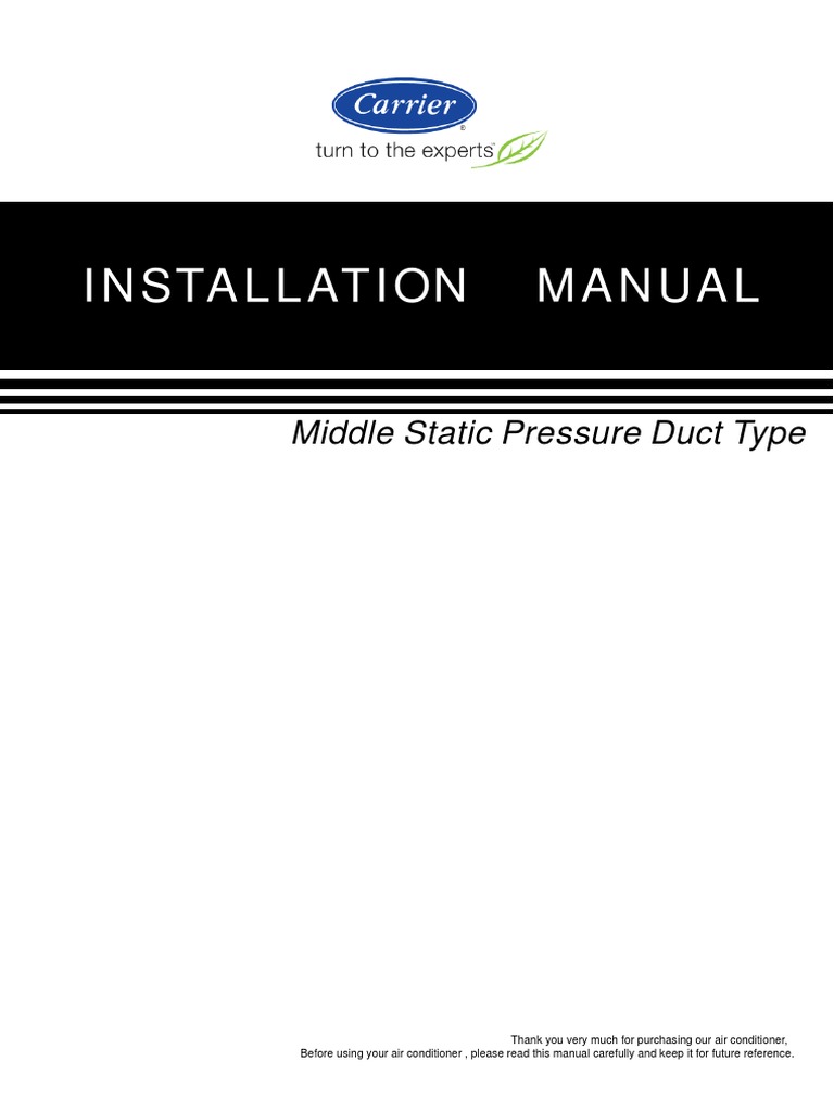 CARRIER Ducted Installation | PDF | Air Conditioning | Electrical Wiring