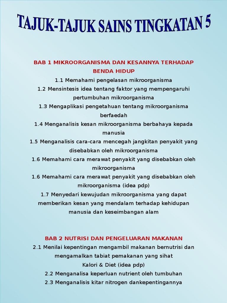 TajukTajuk Sains Tingkatan 5  PDF