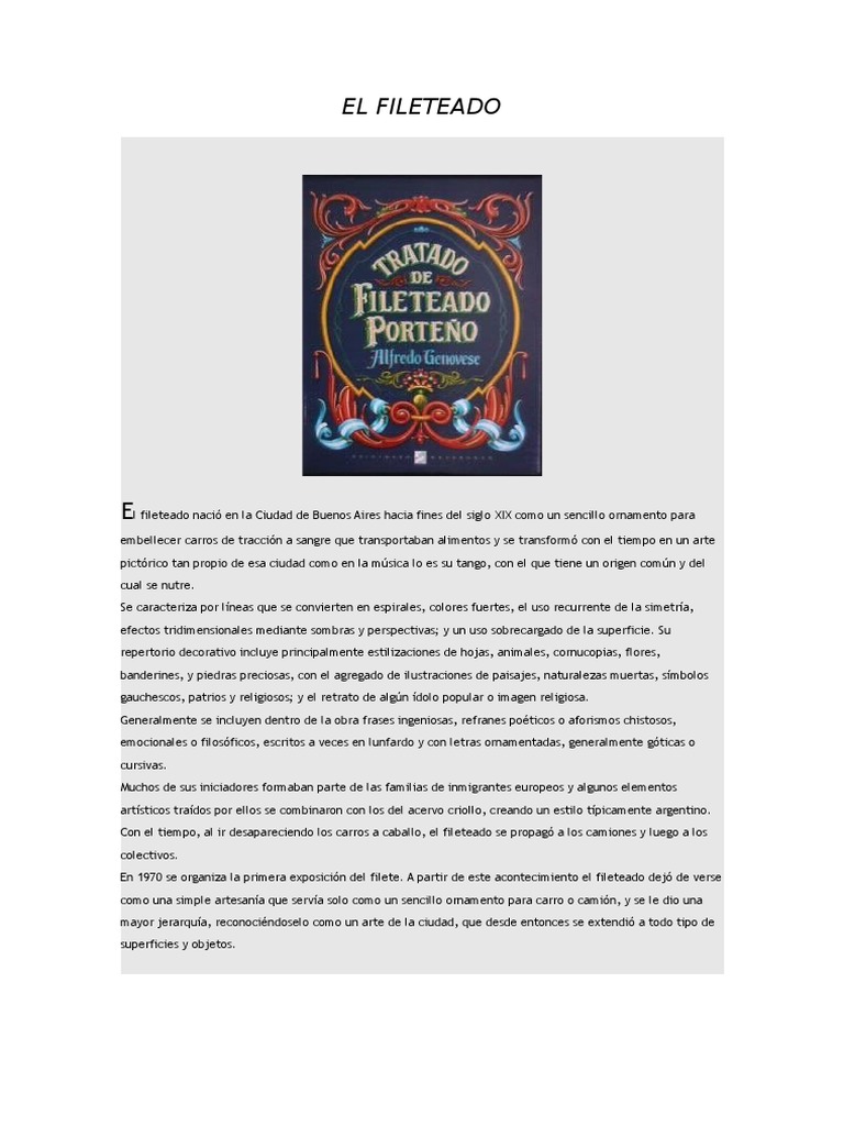 Orígenes y técnica del fileteado porteño | PDF | Artes (general)