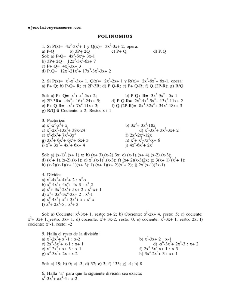 Polinomios Division Matematicas Aritmetica
