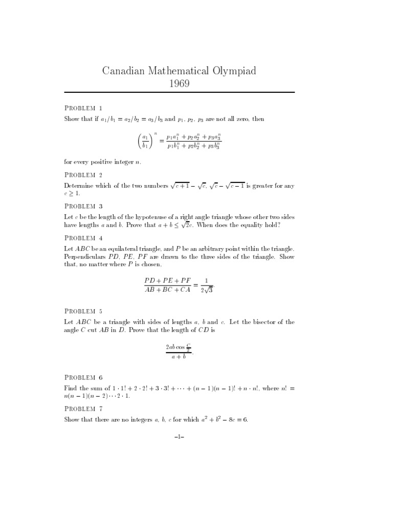 Canadian Mathematical Olympiad 2023 Problems | PDF | Circle | Triangle