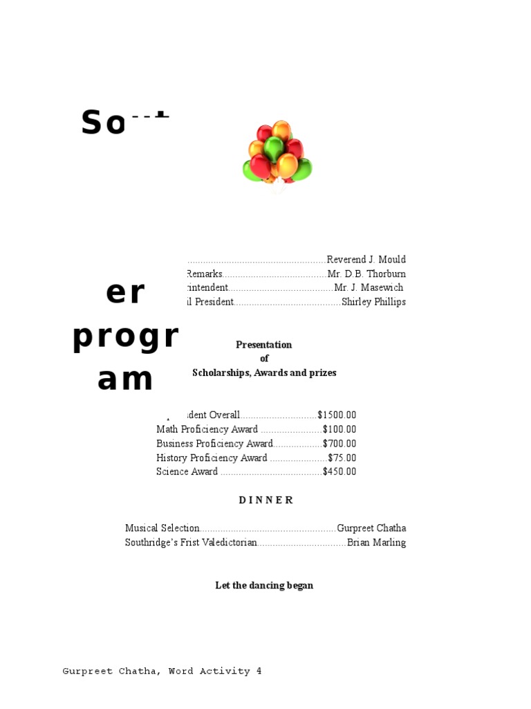 Word Activity 4 | PDF