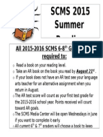 Summer Reading Requirements 2015