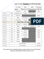 2015 Golf Schedule