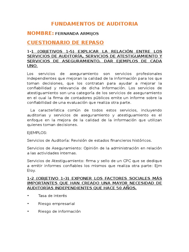 Fundamentos De Auditoria Fernanda Pdf Contralor Auditoría Financiera
