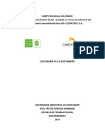 CAMPO ESCUELA COLORADO: Una Mirada A La Gestión Social, Realizada en El Área de Influencia Del Convenio Interadministrativo UIS - ECOPETROL S.A.