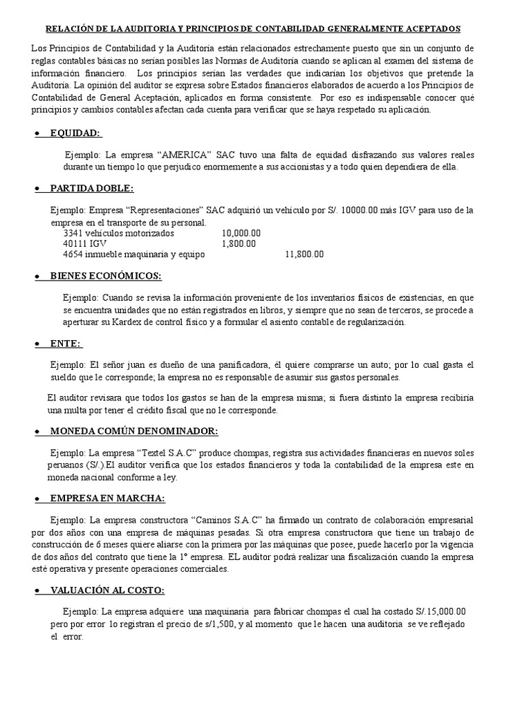 Auditoría y Principios Contables Clave | PDF | Principios contables ...
