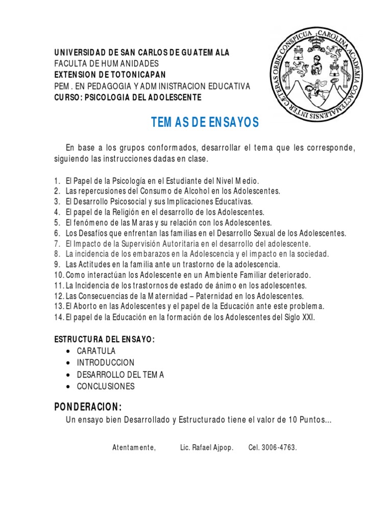 Temas de Ensayo de Psicologia (1)