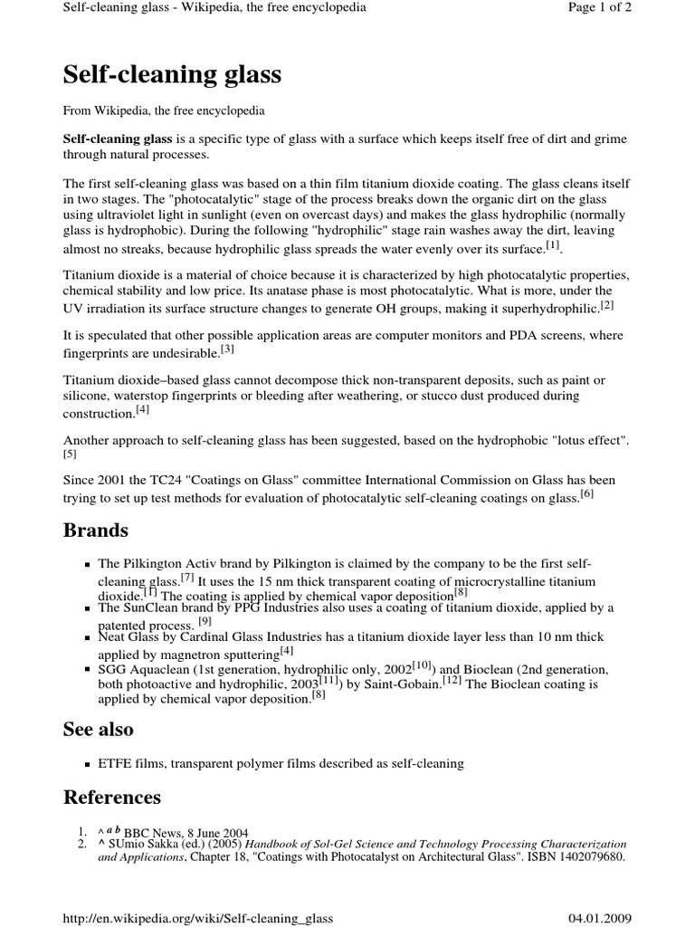 Self Cleaning Glass PDF Industrial Processes Materials Science
