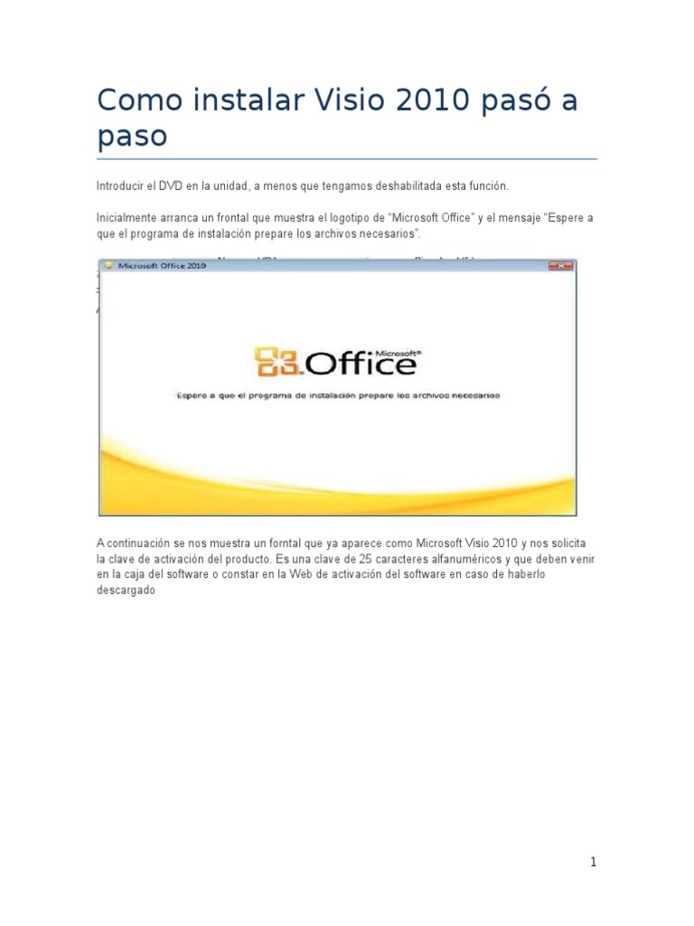 Como Instalar Visio 2010 Pasó A Paso PDF Microsoft Ventana