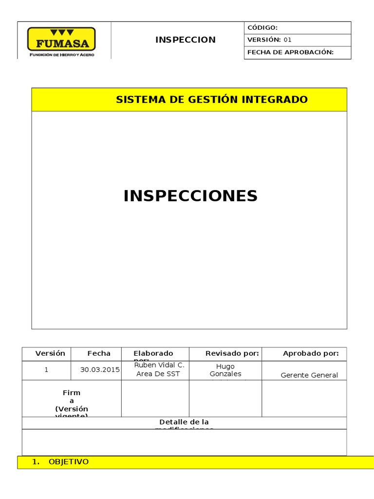 Procedimiento de Inspección de Seguridad | PDF | Máquina elevadora ...