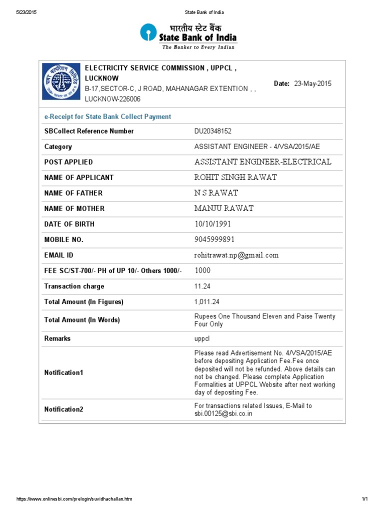State Bank of India Uppcl | PDF