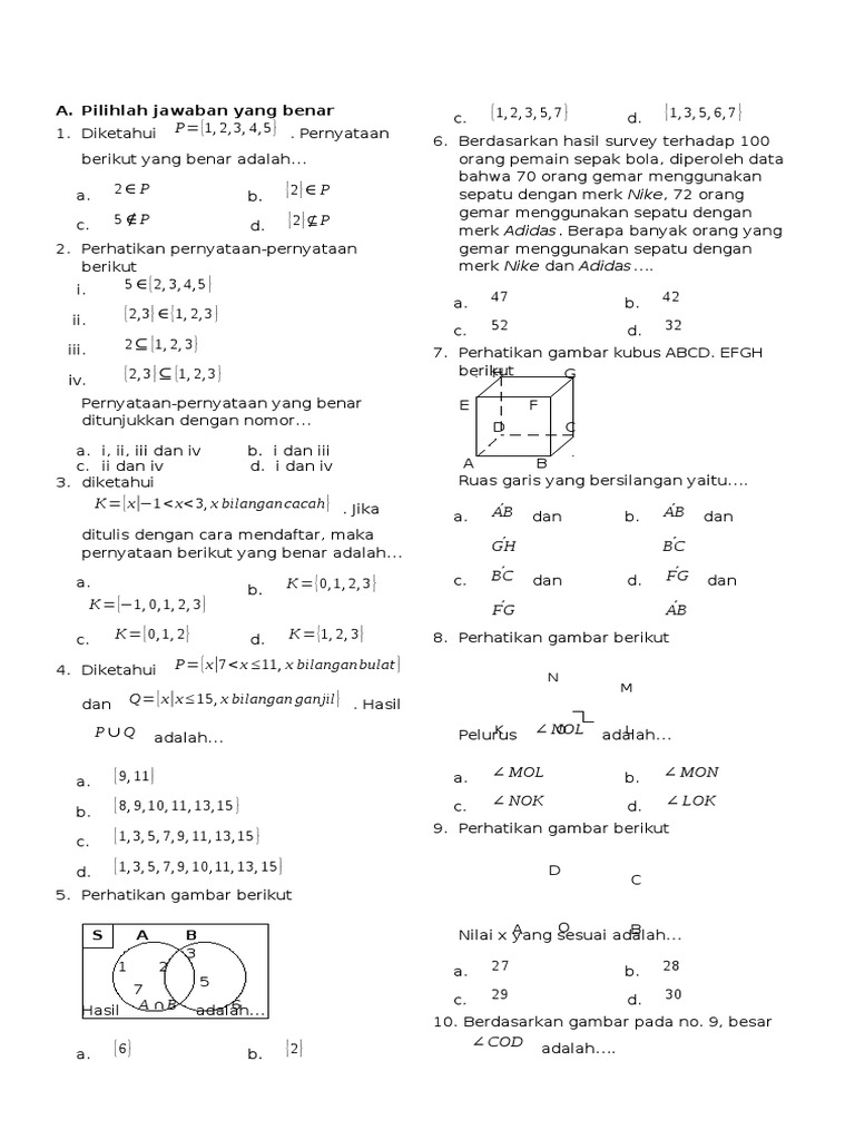 Soal Uts Kelas 7 Semester Genap