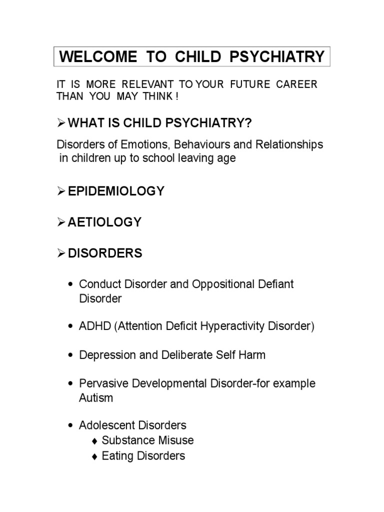 Child Psychiatry PDF Child And Adolescent Psychiatry Attention