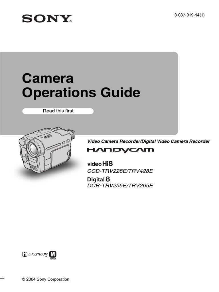Sony Handycam User Manual CCD - TRV228E/TRV428E DCR - TRV255E/TRV265E ...