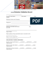 Work Volunteer Validation Record