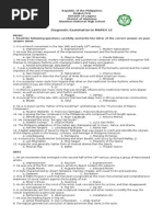 Diagnostic Test MAPEH 10