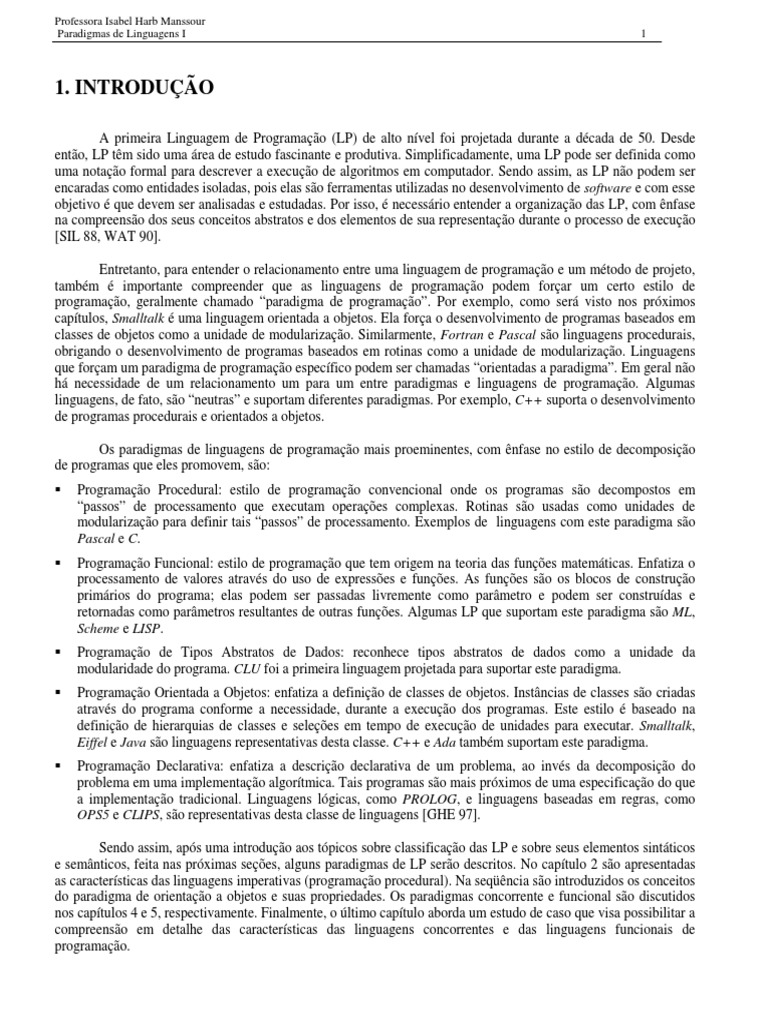 Paradigmas de Linguagens de Programação | PDF | Linguagem de ...