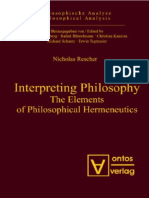 Nicholas Rescher-Interpreting Philosophy - The Elements of Philosophical Hermeneutics - Ontos Verlag (2007) PDF
