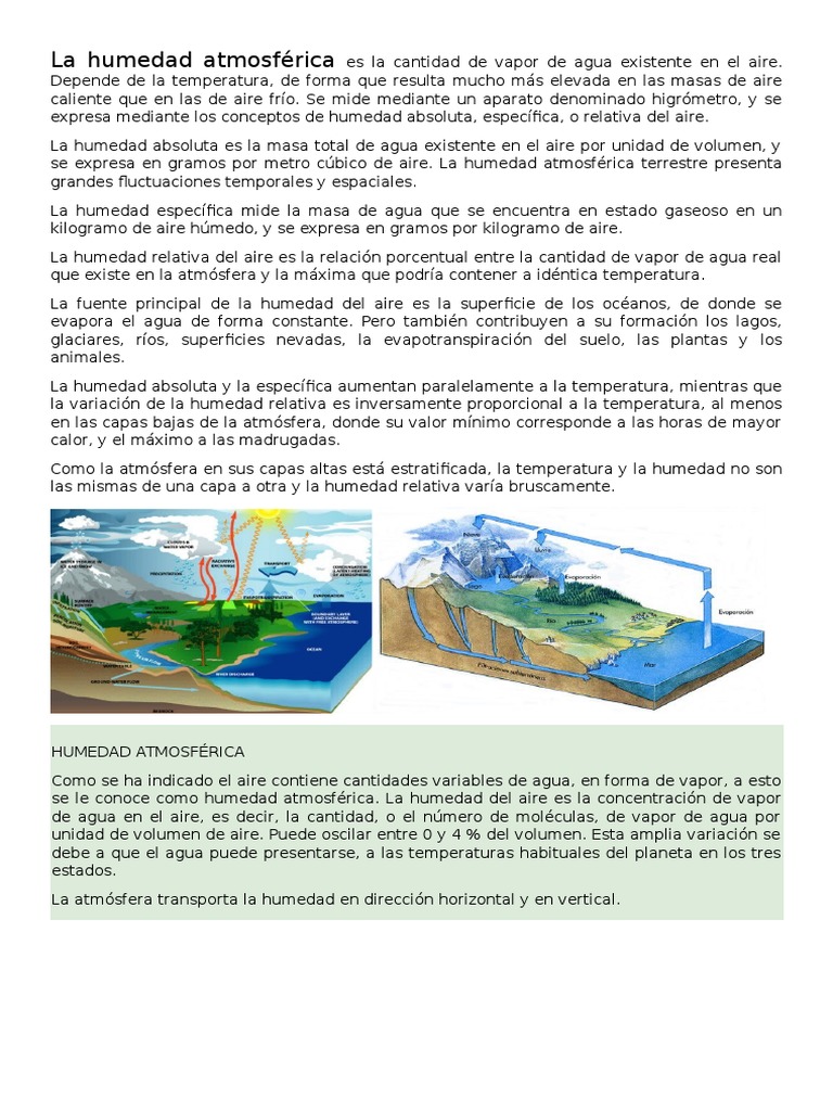 Humedad Atmosférica y sus Medidas | PDF | Humedad | Agua
