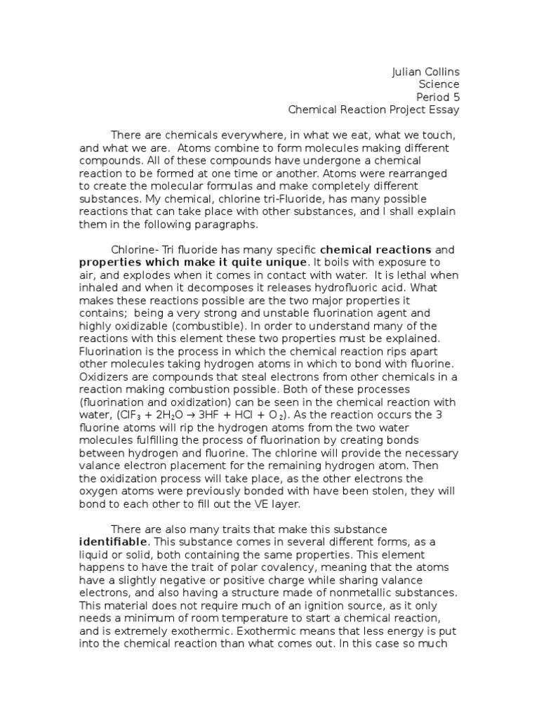 Free Chemistry Essay Examples & Topic Ideas | IvyPanda®