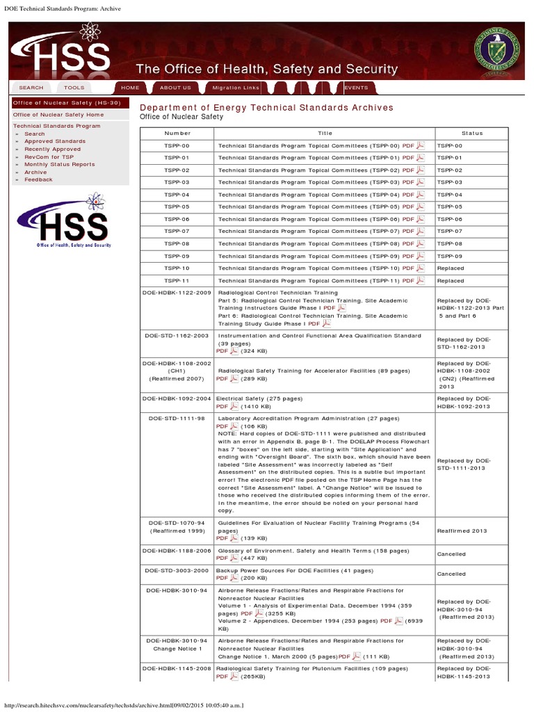 DOE Technical Standards Archive | PDF | United States Department Of ...