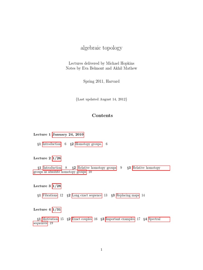 Algebraic Topology Algebraic Topology Sequence