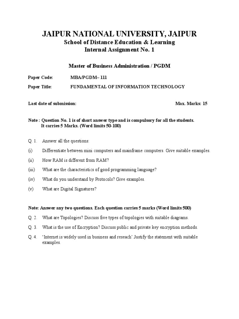 MBA IT Fundamentals Assignment Guide | PDF | Computers