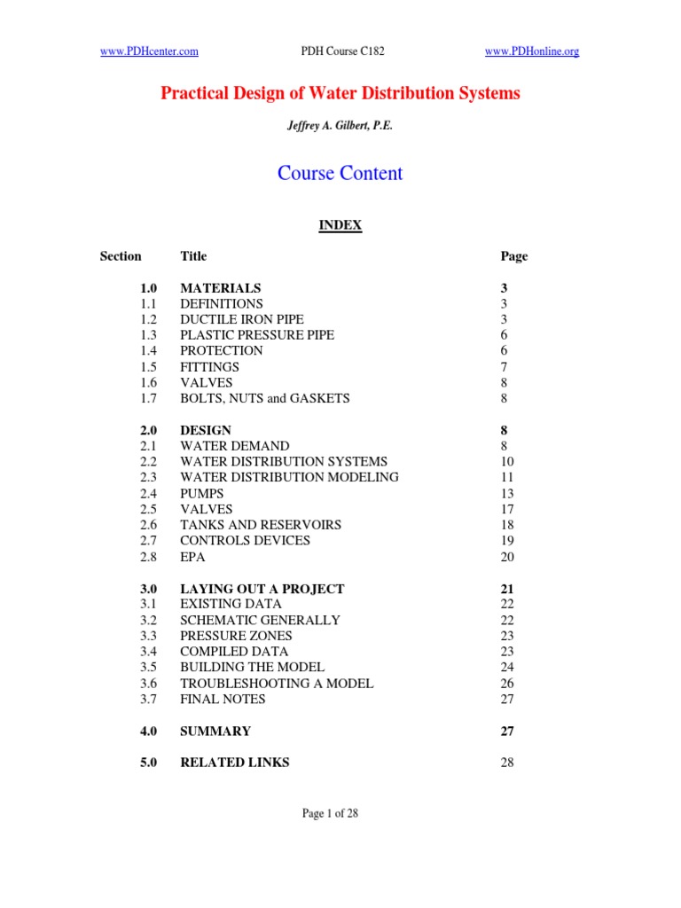 Practical Design of Water Distribution Systems PDF Sanitary Sewer